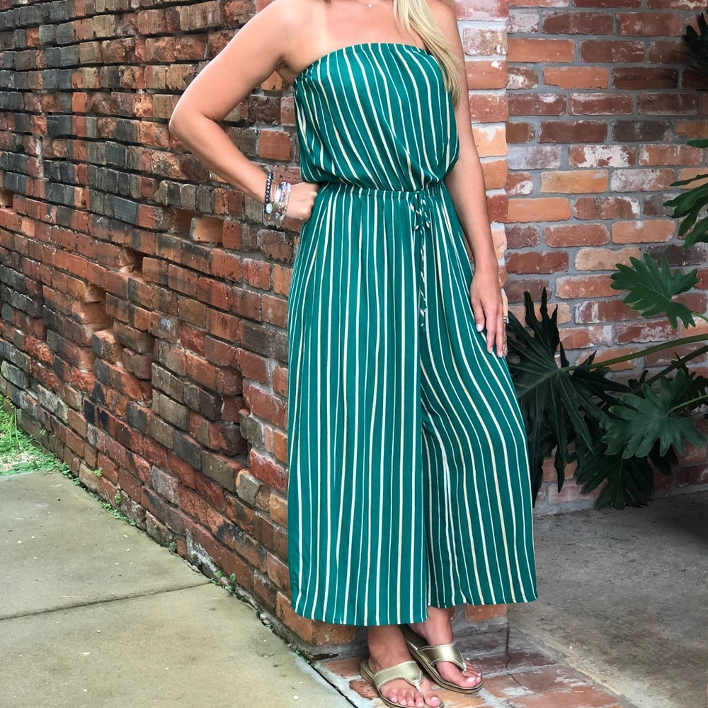 Strapless in Stripes Jumpsuit